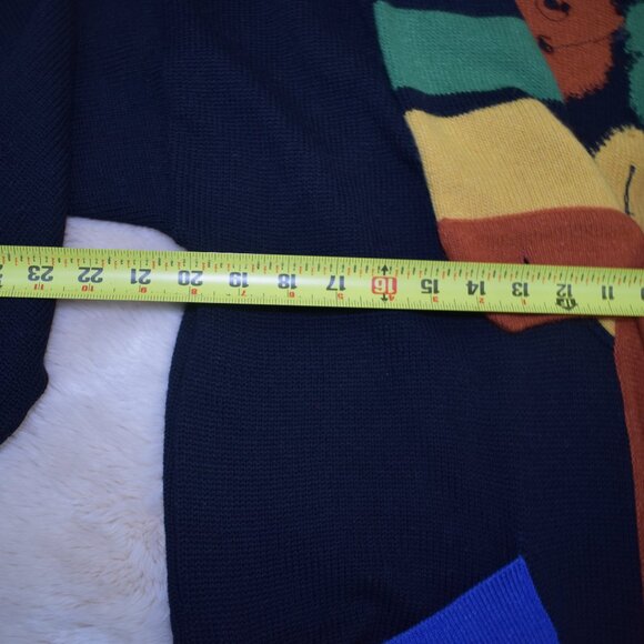 VTG CRISCA by Escada Fish Print Color Block Wool Cardigan Sweater Sz Large Rare - Picture 5 of 16